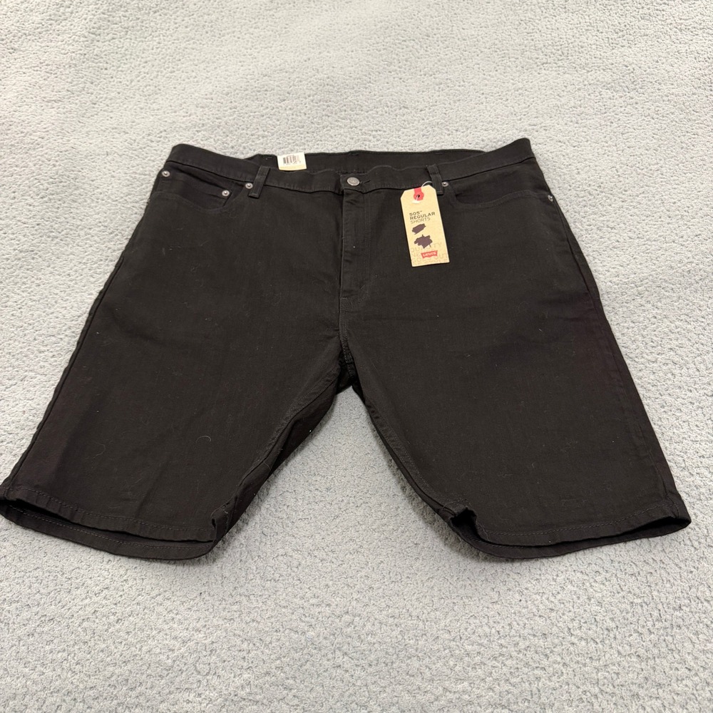 Levis 505 Shorts Regular Fit Men Size 42 Black Denim Stretch NWT